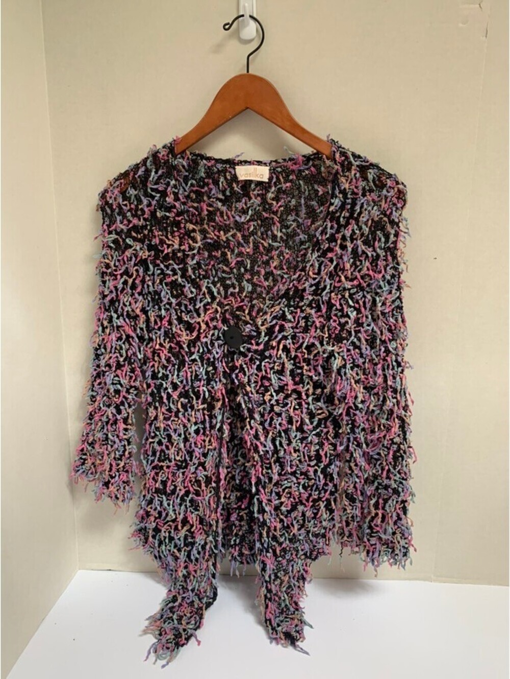 Vasilka Multicolor Shaggy Textured Artsy Cardigan